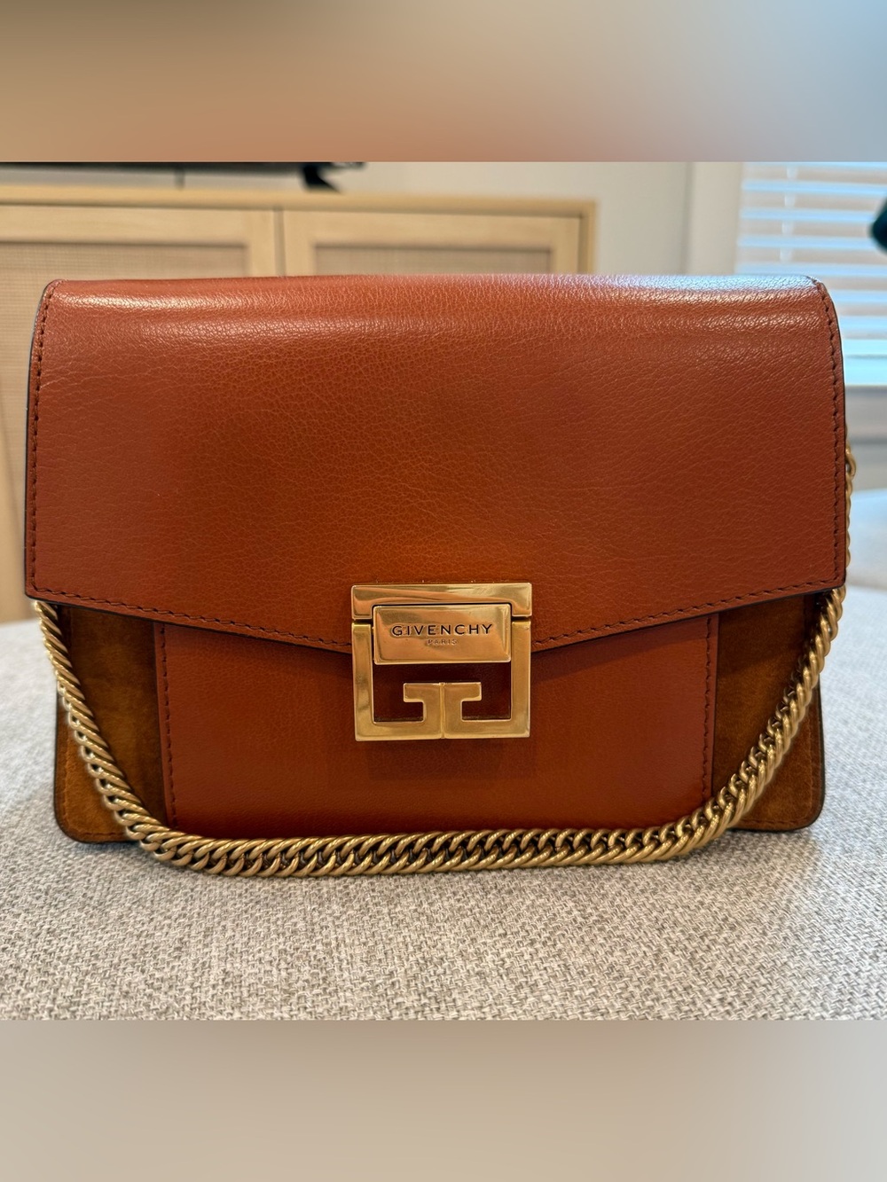 Givenchy Tan Leather Crossbody Bag with Gold Hardware
